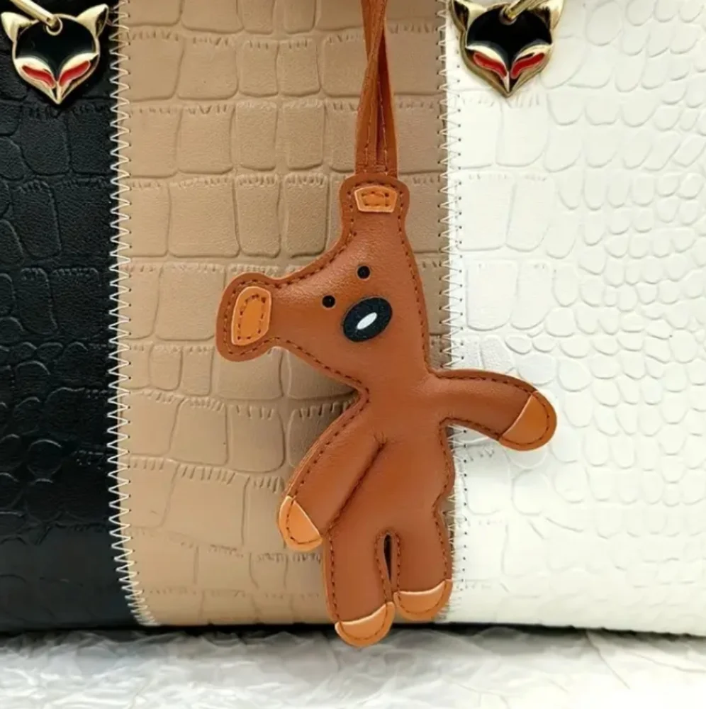 Teddy Bear Shaped Faux Leather Keychain Bag Charm 🧸 - Picture 6 of 10